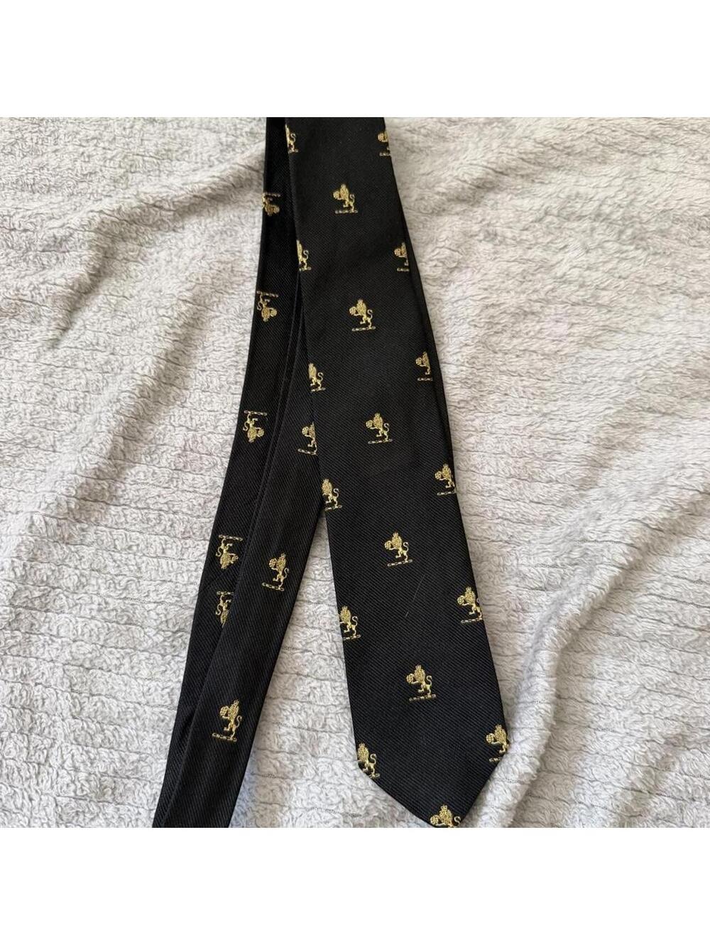 Simpson Black Tie with Gold Lion Pattern
